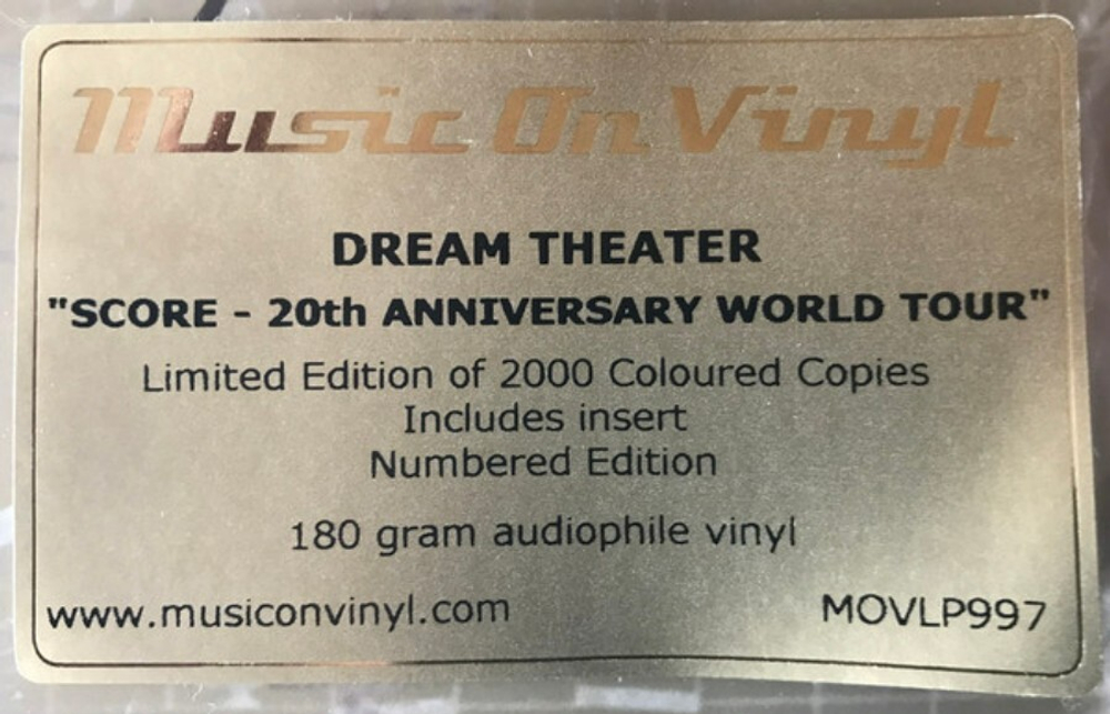 ドリーム・シアター　スコア　　SCORE 20TH ANNIVERSARY DREAM THEATER - Score: 20th Anniversary World Tour - Live