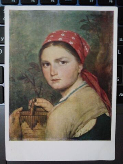 Винтажная открытка СССР А. Г. Венецианов. Девушка с бураком . 1965 г.