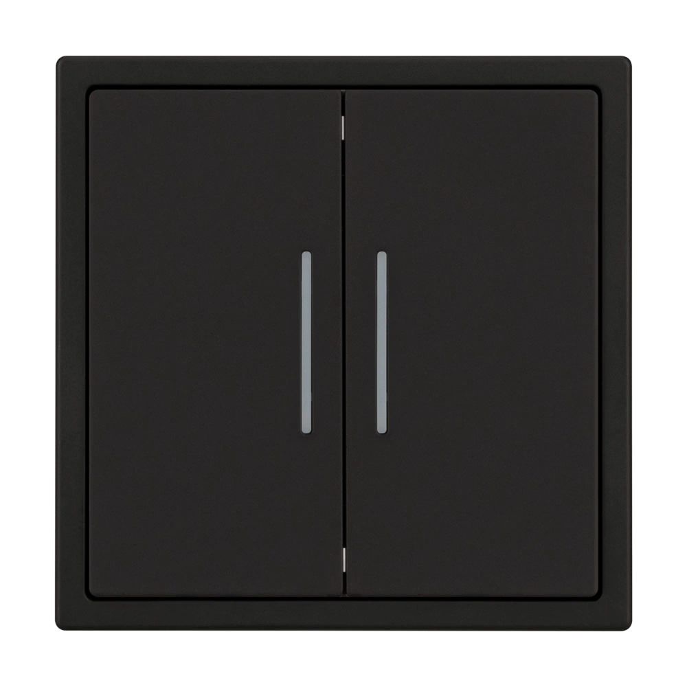 Механизм звонкового выключателя двухклавишный LED SWT-NOBE-MKR2-SFPL-L-BK (230V, 10A) (Arlight, Черный оникс) 061742(1)