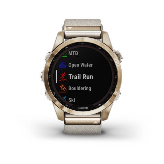 Умные часы Garmin FENIX 7S Sapphire Solar титановый кремовый с нейлоновым ремешком