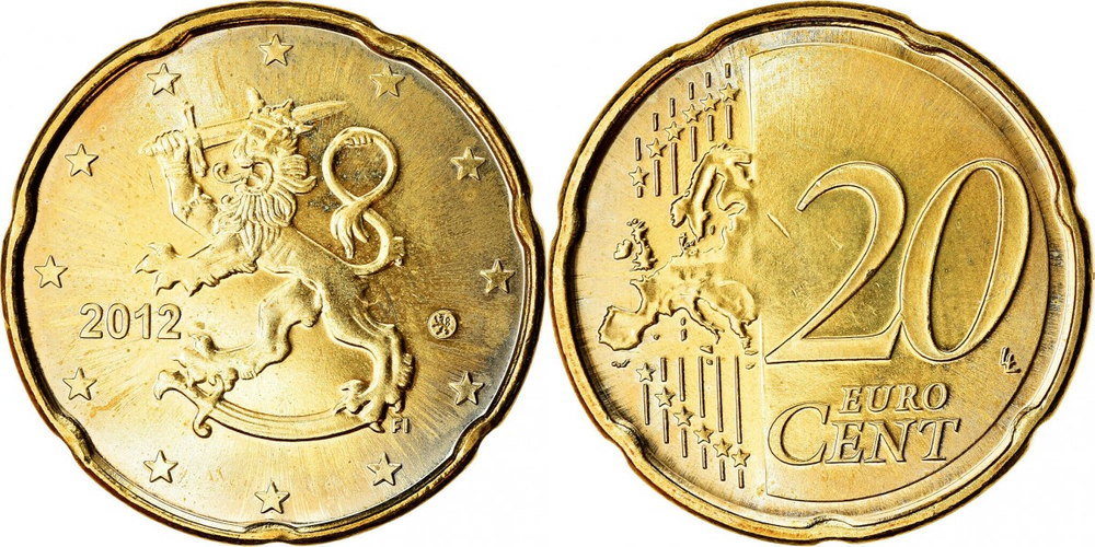 Финляндия 20 евроцентов, 2007-2024 UNC