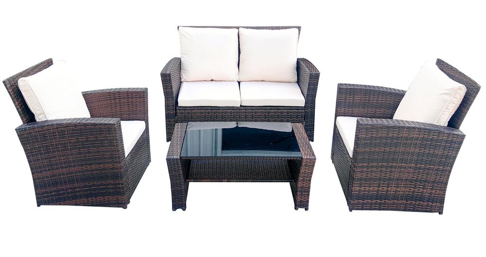 "Портленд" лаунж-зона из искусственного ротанга на 4 персоны, цвет коричневый