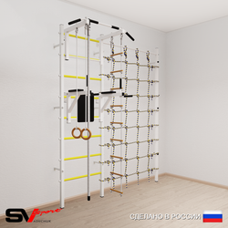 Шведская стенка Sv Sport усиленная 6040 (Турник стандарт/Брусья/Канат/Кольца/Лестница/Канатный лаз)
