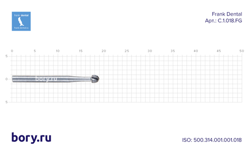 Бор твердосплавный Frank Dental типа FG - C.1.018.FG