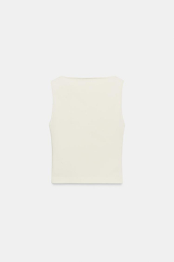 ZARA ТОП С ВЫРЕЗОМ ЛОДОЧКОЙ, ЭКРЮ