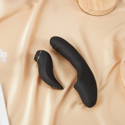 Черный вибратор-пульсатор из 2 частей Fatima (с приложением)