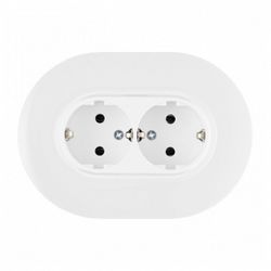 Розетка двойная с заземлением и со шторкой Arte Milano SET08-2 SET08-double-40-2 white