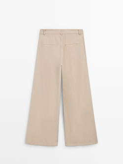 Massimo Dutti Свободные брюки с высокой талией, песочный