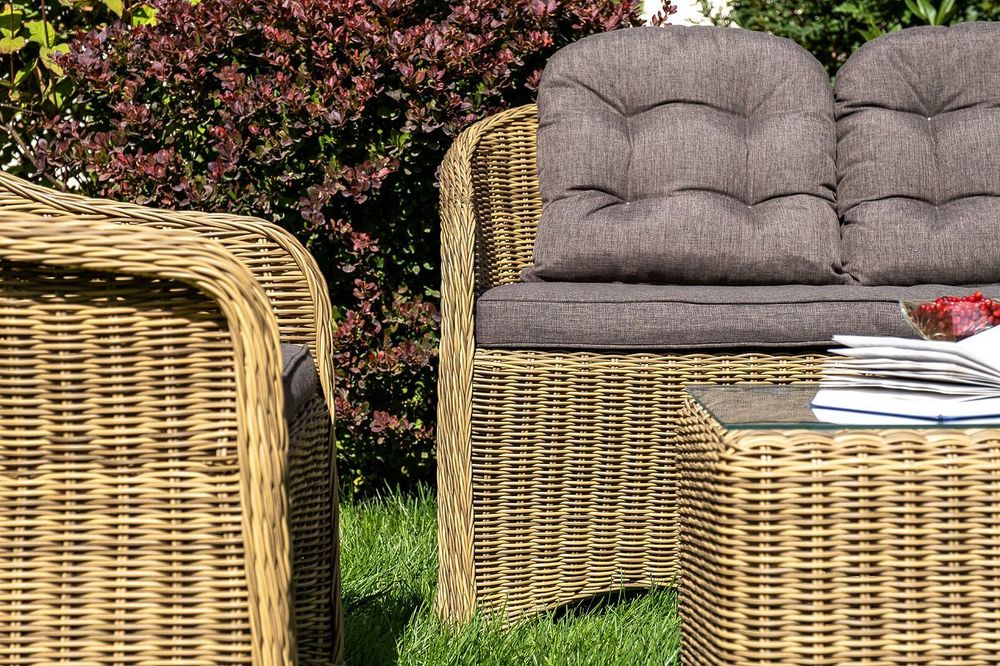 "Равенна" лаунж-зона из искусственного ротанга, цвет соломенный