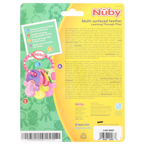 Nuby, Soothing Teether, IcyBite Keys, для детей от 3 месяцев, Perfectly Pink, 1 прорезыватель