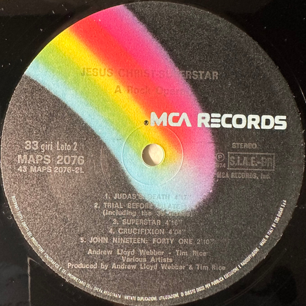 Jesus Christ Superstar 2LP (Италия 1970г.)
