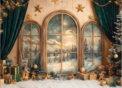 Окно зима фреска №1 фон неопреновый