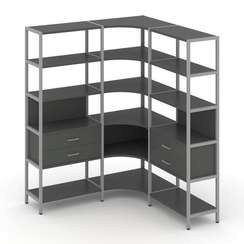 Shelf System Трехсекционный угловой стеллаж пятиярусный с ящиками SN.STMU-531 Антрацит/Металл Серый
