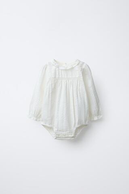 ZARA БОДИ С ВЫШИВКОЙ ВАЙНИКА, ЭКРЮ