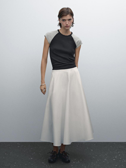 Massimo Dutti Хлопковый топ в рубчик без рукавов, темно-синий