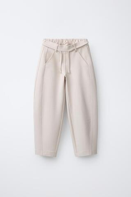 ZARA БРЮКИ BARREL НА ШНУРКЕ, ЭКРЮ