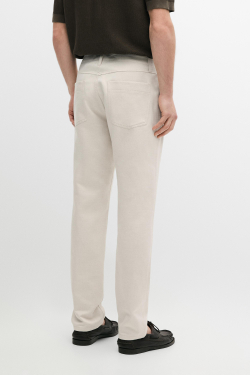 Massimo Dutti Брюки из хлопка и льна с пятью карманами, кремовый