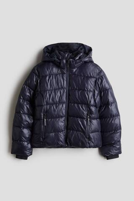 H&M Пуховая куртка с капюшоном, темно-синий