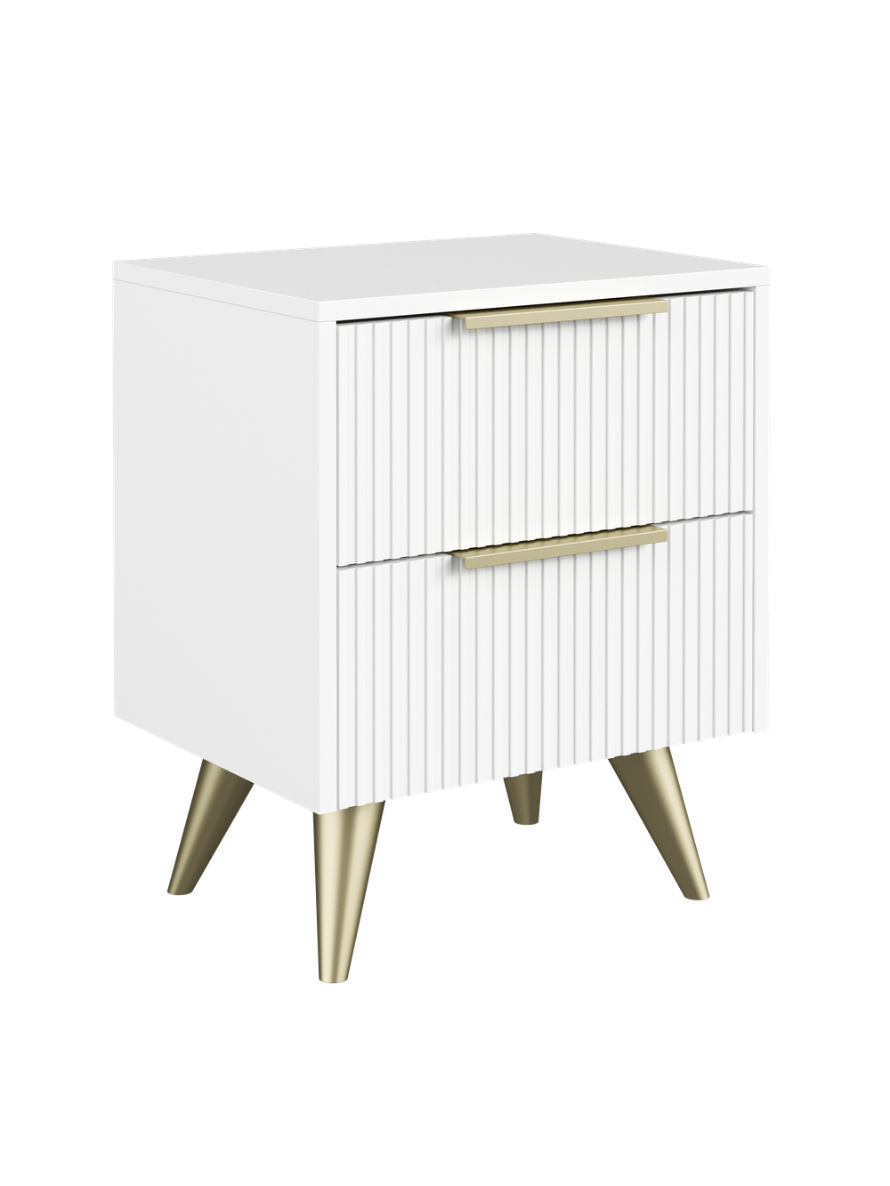 Прикроватная тумба DIWO Краснодар 45x55x35 см, 2 ящика белая, ручка золото