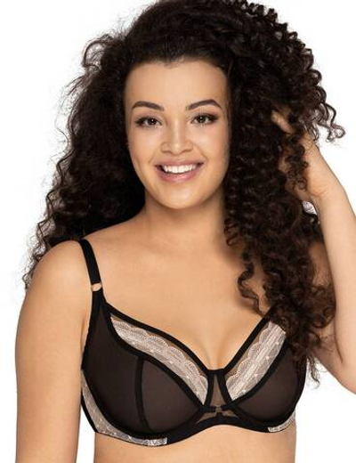 Бюстгальтер на каркасах с контрастным кружевом (Размер: 70G) (Цвет: черный)