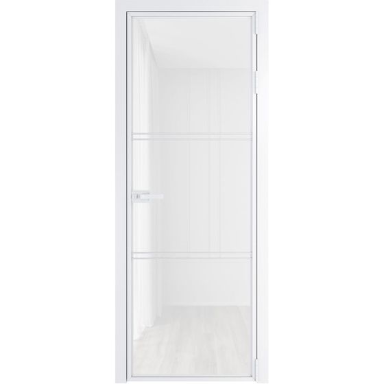 Алюминиевая дверь 3AХ вайт стекло белый триплекс