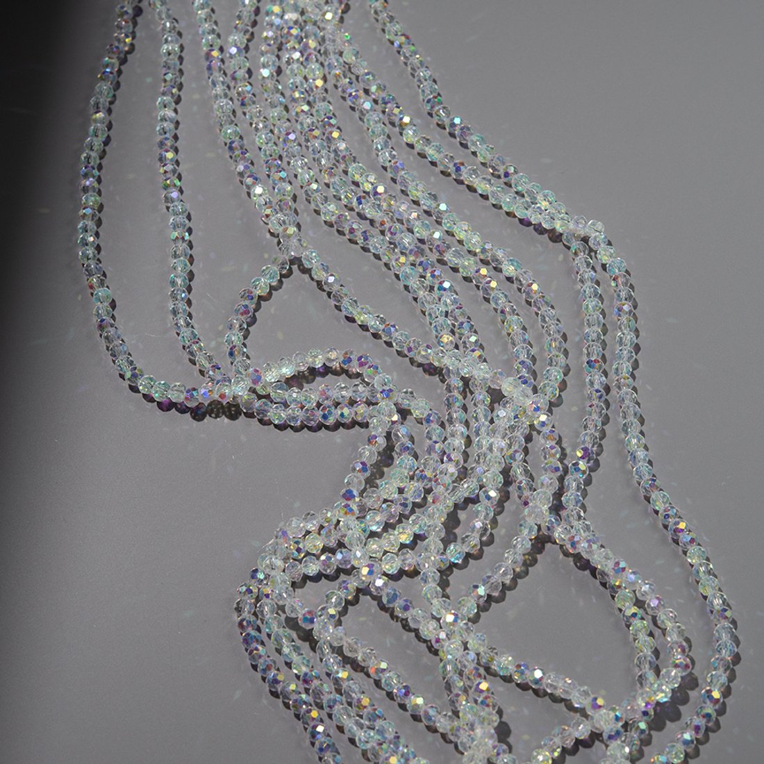 Хрустальные бусины "Марказит" с эффектом иризации, оттенок "Снежный", 4,3*3,5мм, рондель