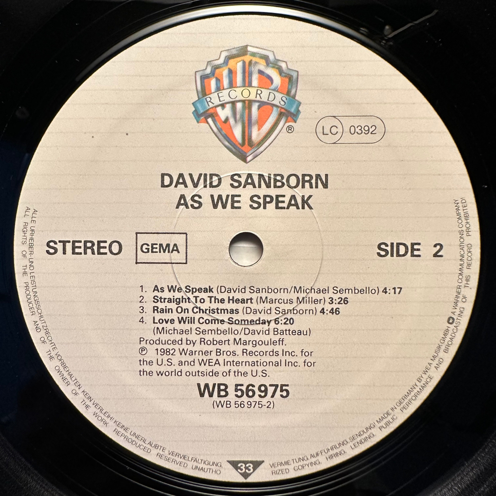 David Sanborn - As We Speak (Германия 1982г.)