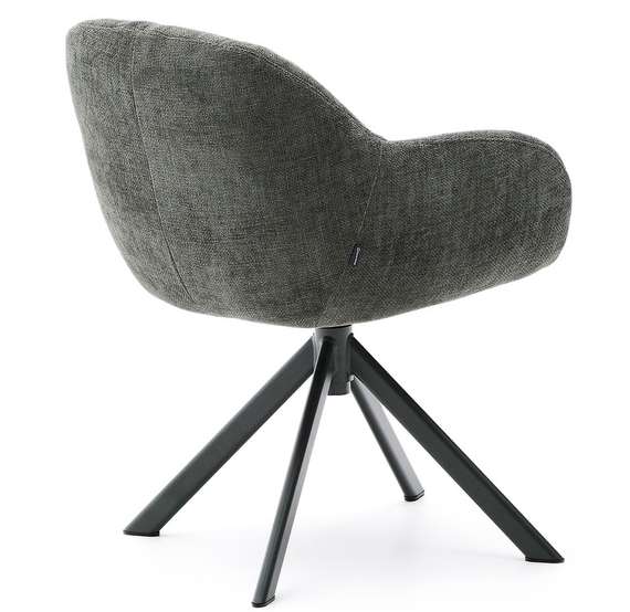 Dorina Вращающееся кресло из зеленого шенилла и стальными зелеными ножками