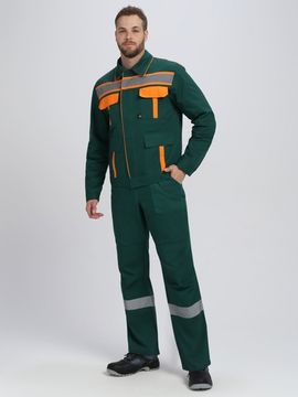 Костюм "ИТР СОП IMP" брюки (т.зеленый/оранжевый) Саржа 250