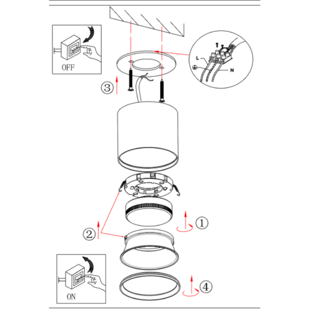 OL8 GX53 BK Подсветка ЭРА Накладной под лампу Gx53, алюминий, цвет черный