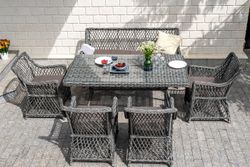 "Катания" обеденная группа плетеная на 6 персон, цвет графит