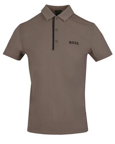 Теннисное поло BOSS Paddy In Quick-Dry Ribbed Fabric - Brown