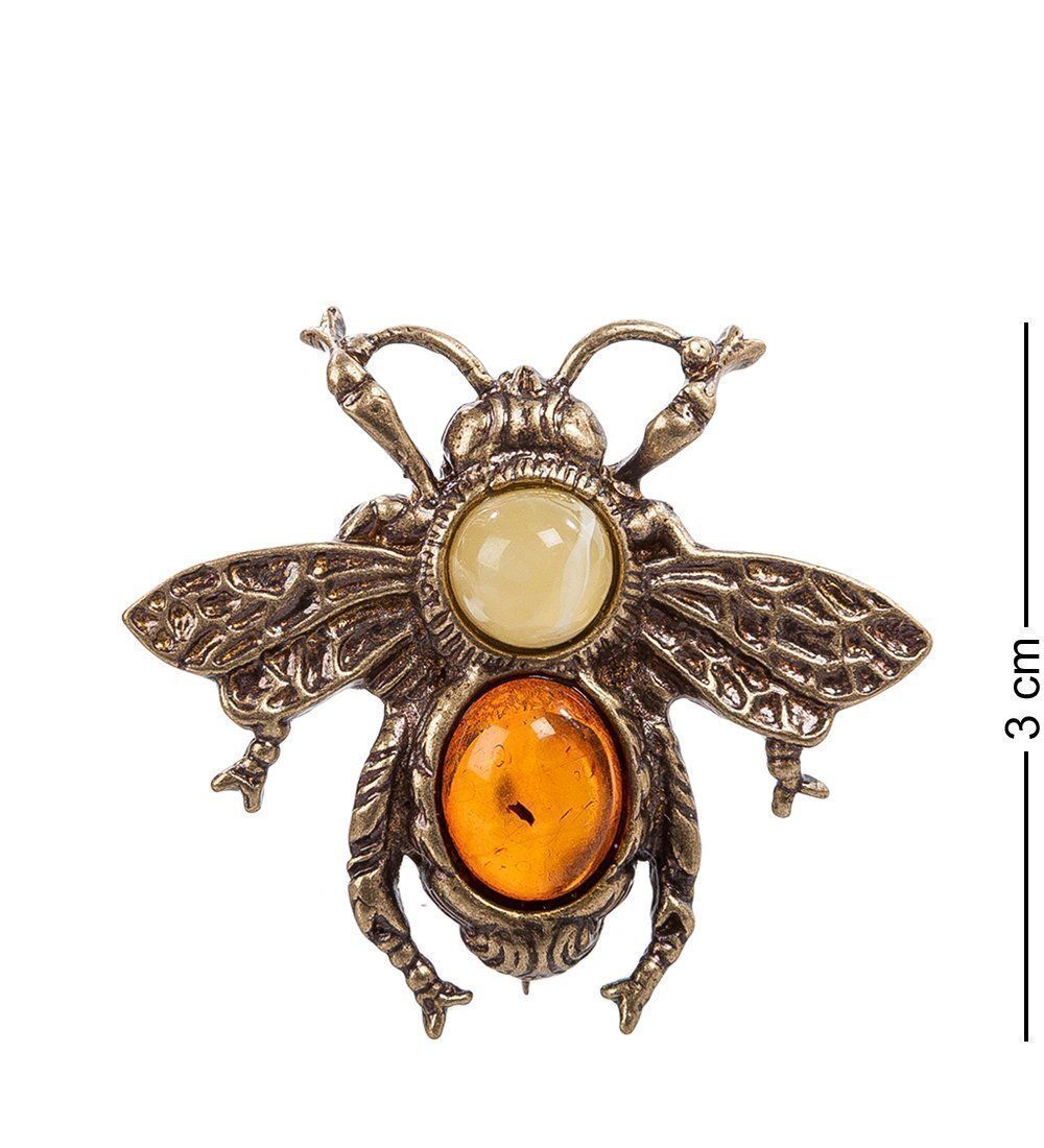 AM- 689 Брошь «Пчелка» (латунь, янтарь)