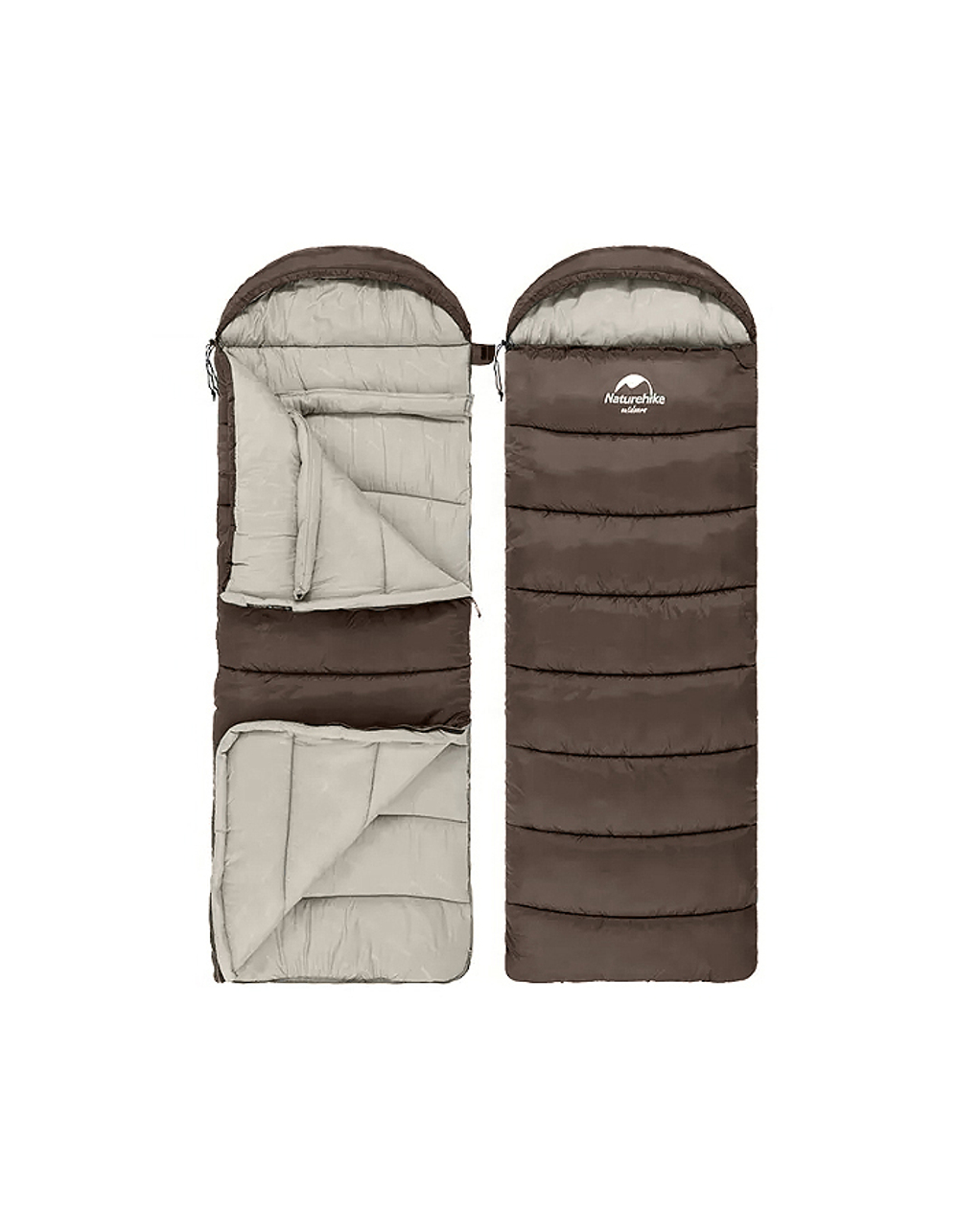 Мешок спальный Naturehike U350, (190х30)х75 см, (левый) (ТК: +1°C), коричневый