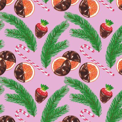 Еловые веточки и фукты в шоколаде