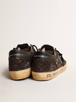 Super-Star in black glitter with black leather star and heel tab