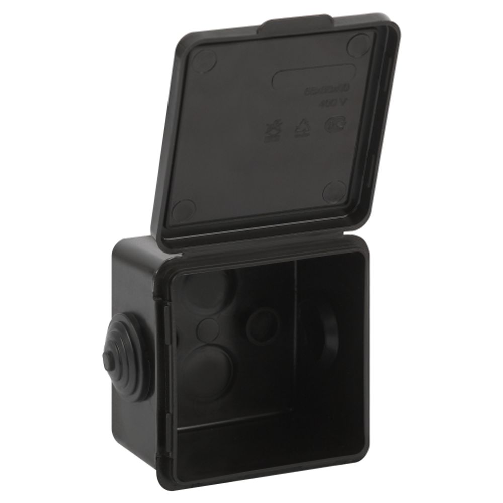 Распаячная коробка ЭРА KOR-65-65-50-4g-B открытой установки черная 65х65х50мм с гермовводами 4 вх. IP54