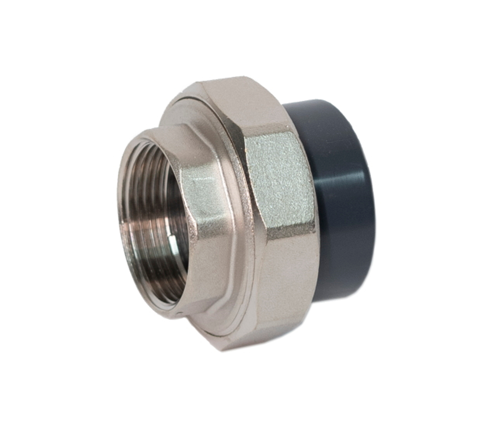 Муфта переходная разборная (ПВХ/Латунь) с внутренней резьбой под клей (Ру16), Китай