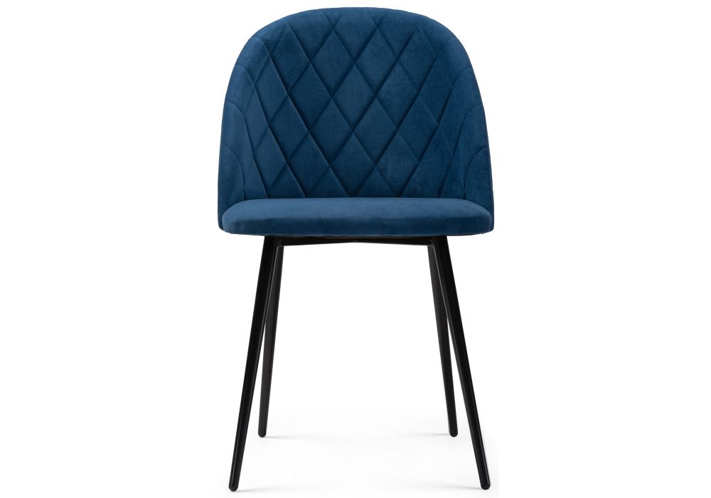 Стул на металлокаркасе Зест микровелюр темно-синий / черный глянец