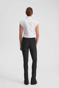 Брюки скинни черные с разрезами