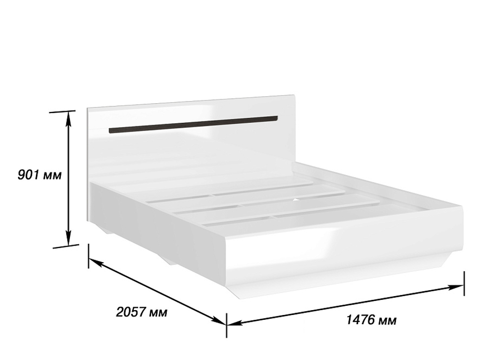 Кровать с настилом Стокгольм белый/белый глянец 1400