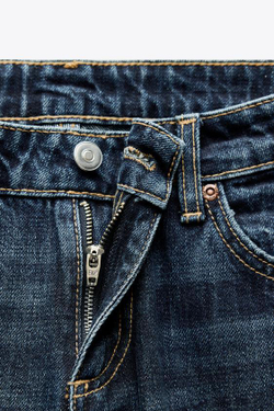 ZARA ДЖИНСЫ TRF WIDE-LEG С НИЗКОЙ ПОСАДКОЙ, МОРСКОЙ СИНИЙ