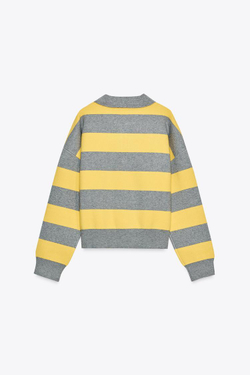 ZARA ВЯЗАНЫЙ СВИТЕР ПОЛО В ПОЛОСКУ, ПОЛОСКИ