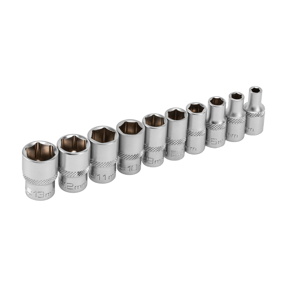 Набор торцевых головок, 1/4, шестигранные, CrV, 10 шт, 4-13 мм Stels
