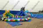 Надувной наземный аквапарк «Морской слон» 19*14*5 м, размер бассейна 14*14*0.8 м