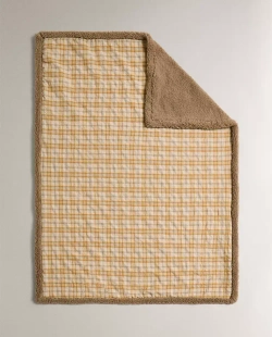 ZARA HOME ДВУСТОРОННИЙ ПЛЕД ДЛЯ ДОМАШНИХ ЖИВОТНЫХ В КЛЕТКУ, ЖЕЛТЫЙ