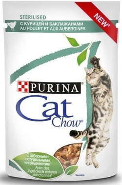 CAT CHOW ADULT Курица с баклажаном в соусе 85г, для кастрированных кошек (12403822)