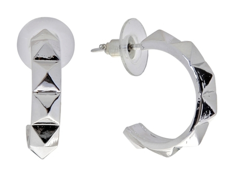 "Кабасет" серьги в родиевом покрытии из коллекции "Рок-н-ролл" от Jenavi с замком пусеты