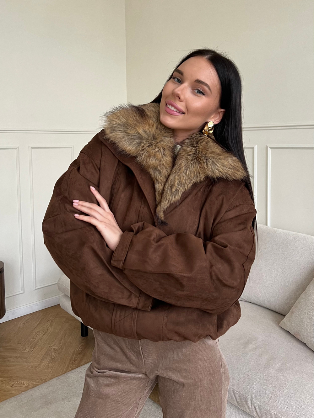 Парка замшевая шоколад