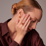 Серьги со Спессартином и Бриллиантами, Е0143-30/2